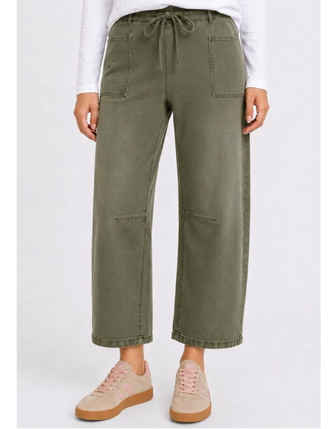 Image of Jeans. Product name - Leo Barrel Jeans Khaki in Khaki colour by brand - Monaco