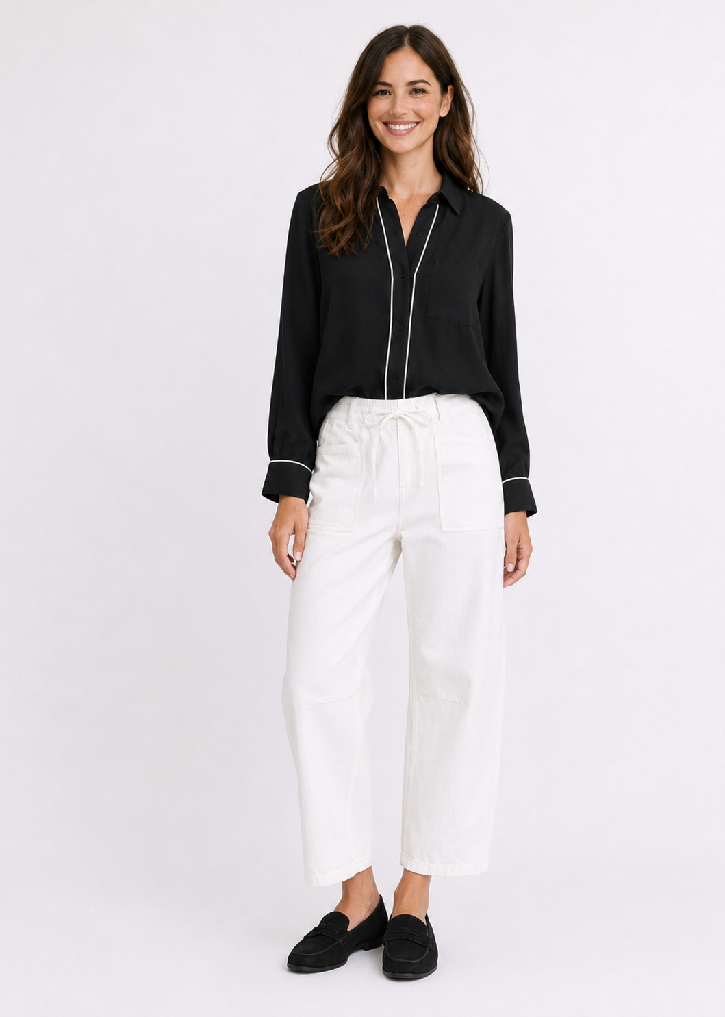 Monaco Leo Barrel Jeans (White)