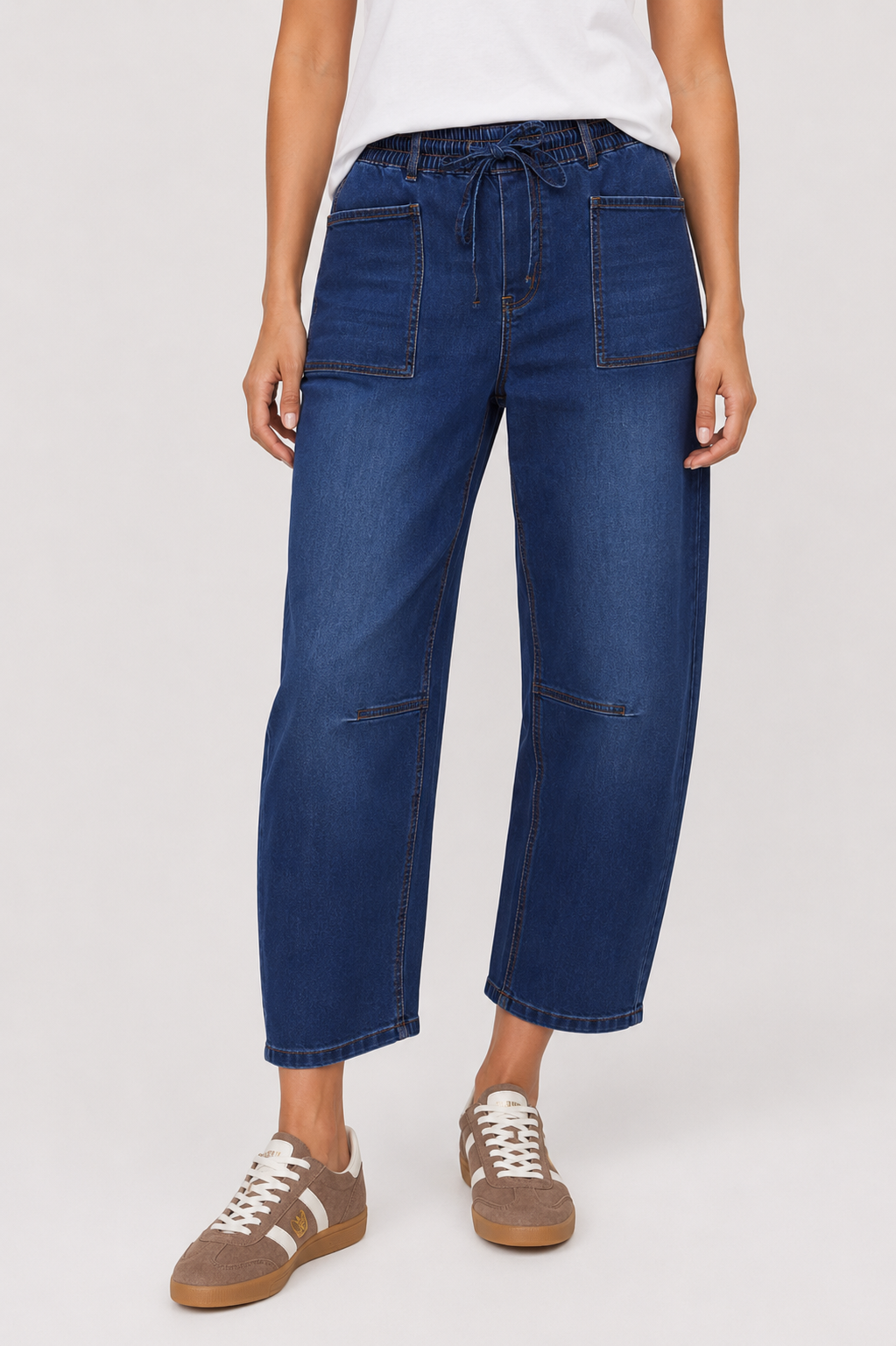 Image of Jeans. Product name - Leo Barrel Jeans Ink in Ink colour by brand - Monaco