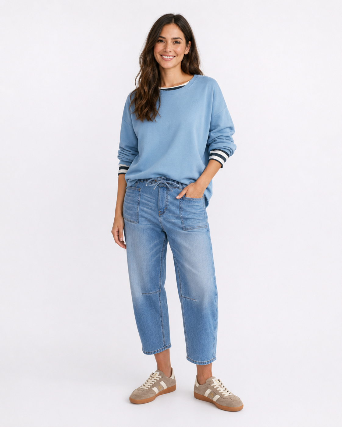 Monaco Leo Barrel Jeans (Blue Denim)