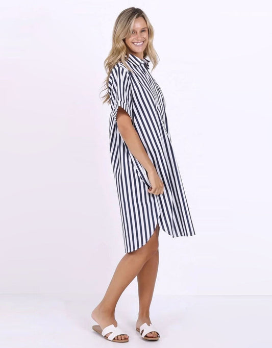 Leoni Karina Stripe Dress (Navy/White)