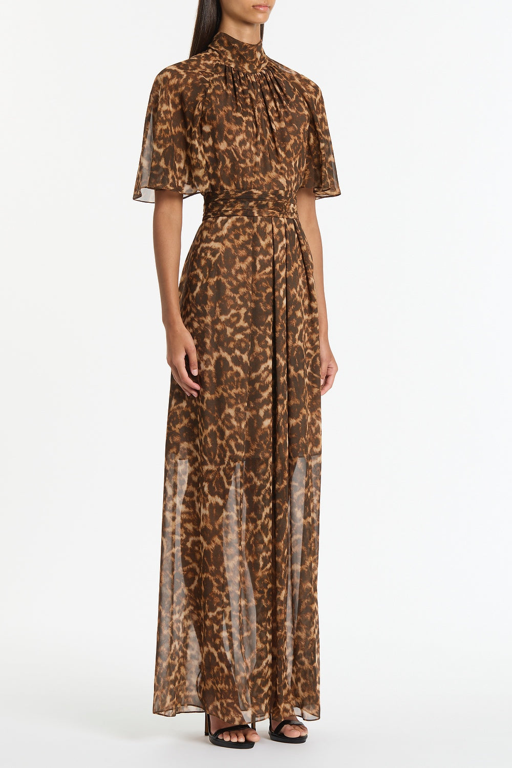Carla Zampatti Leopard Silk Maxi Dress (Brown)