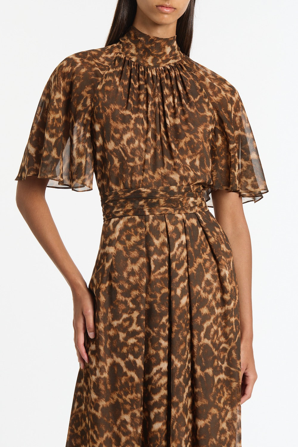 Carla Zampatti Leopard Silk Maxi Dress (Brown)