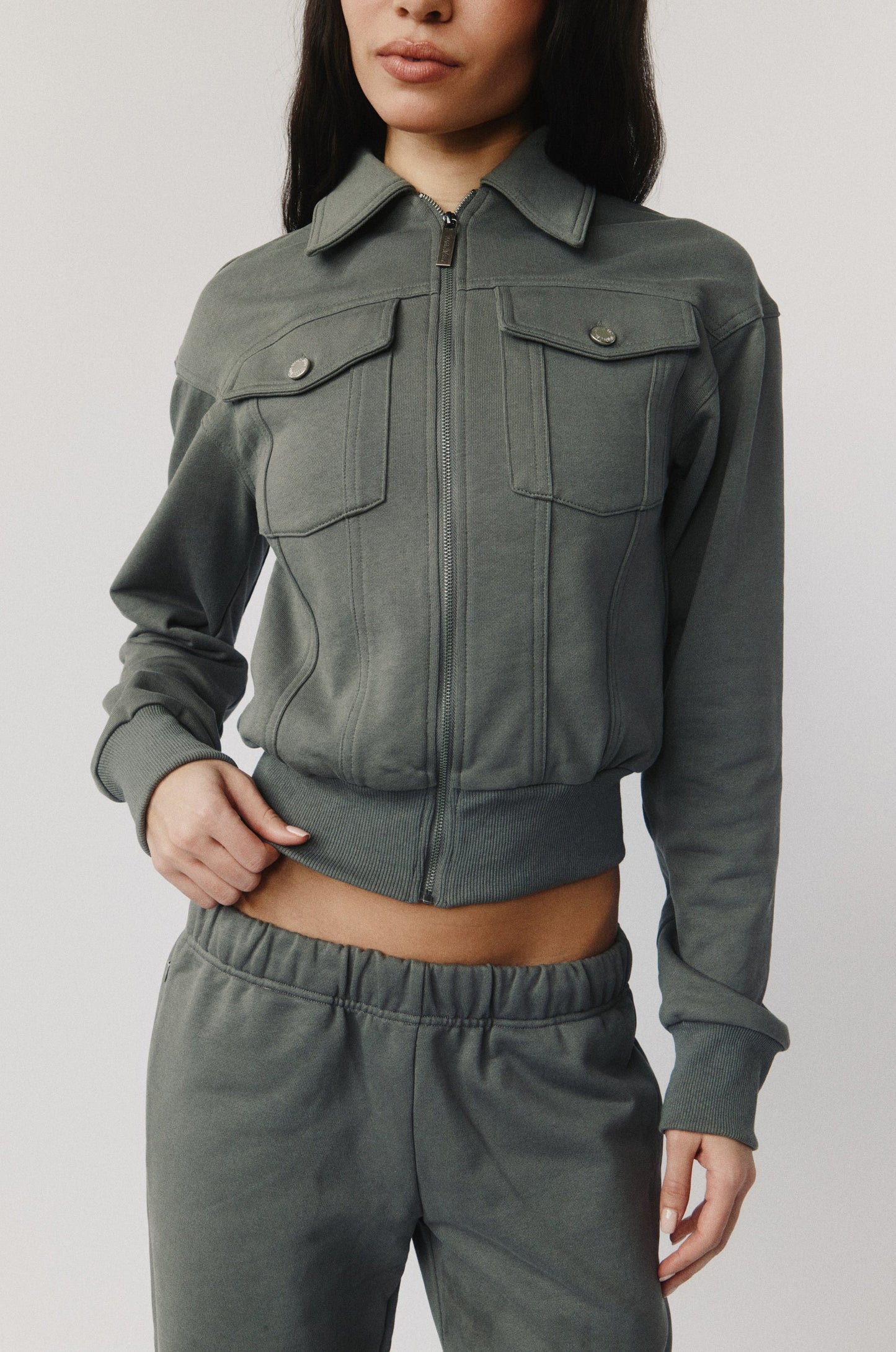 Lexa Zip Through (Charcoal)