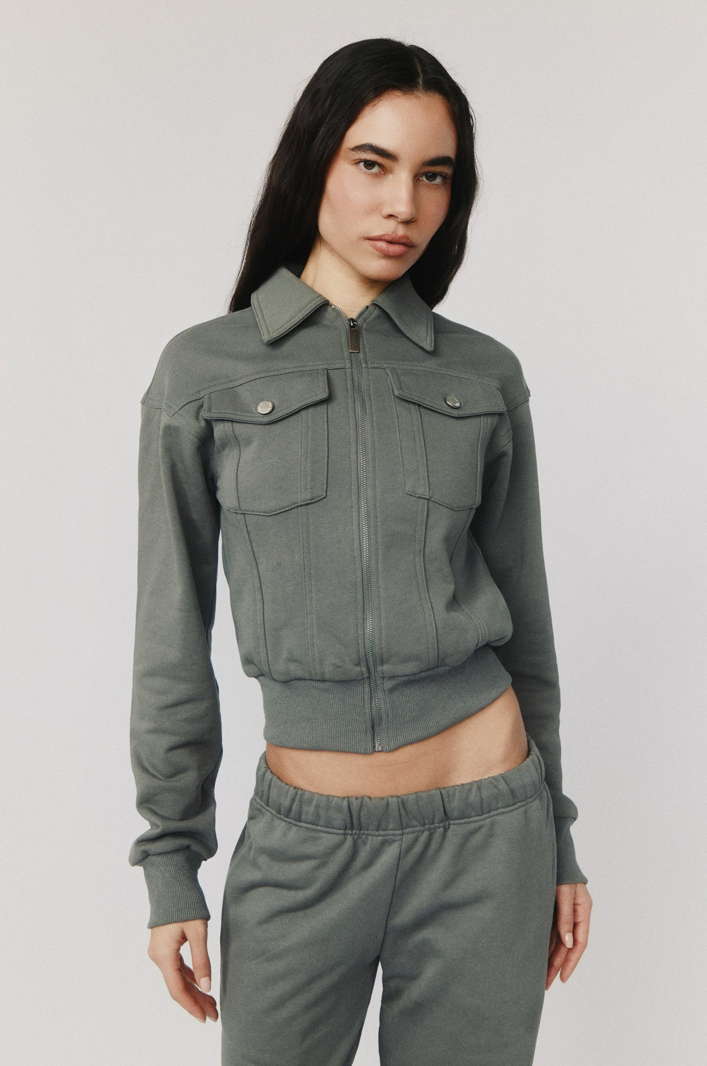 Lexa Zip Through (Charcoal)