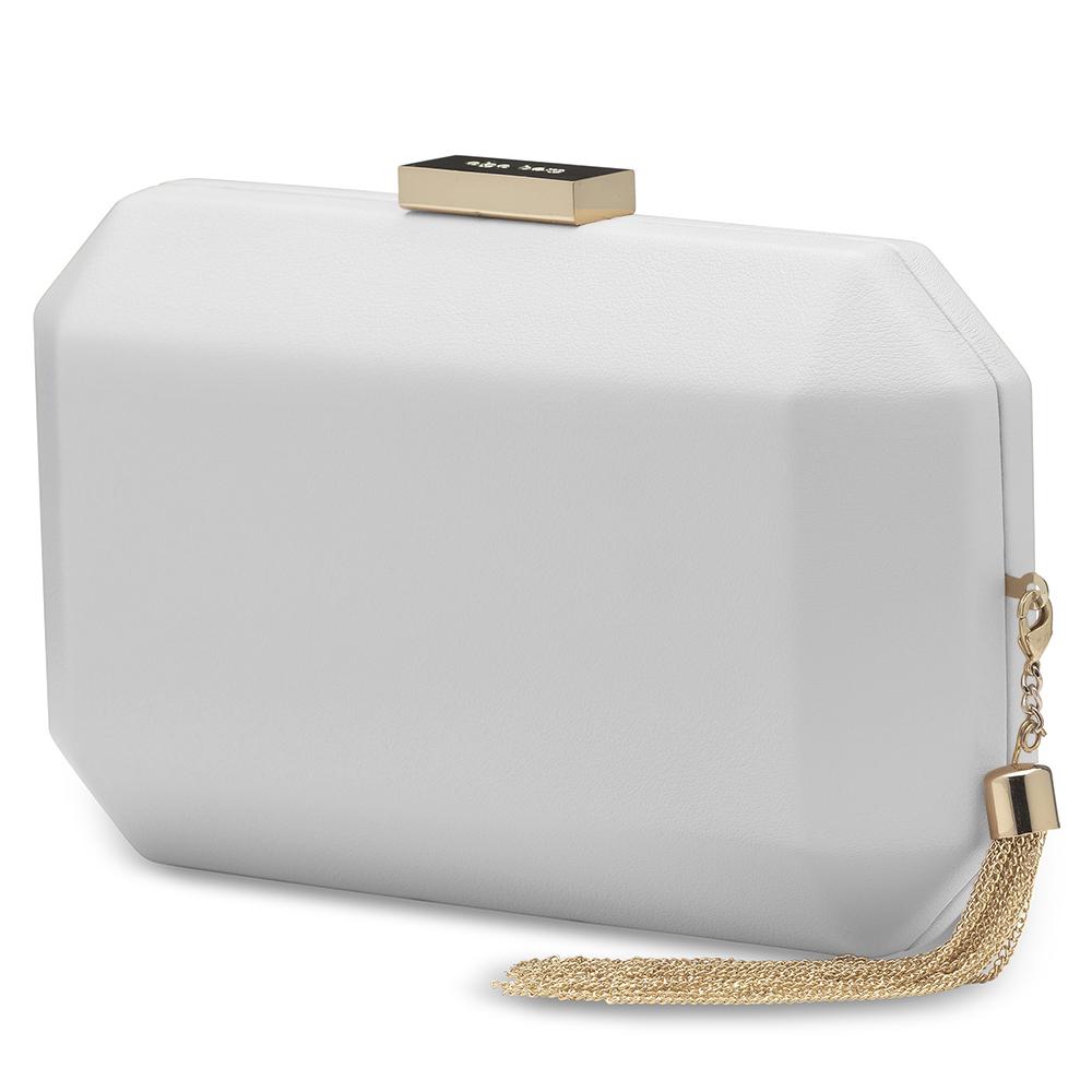 Olga Berg LIA Facetted Clutch (White)