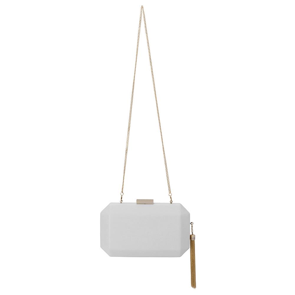 Olga Berg LIA Facetted Clutch (White)