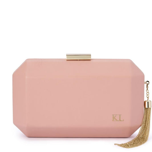 Image of Bags. Productname: LIA Monogrammed Clutch in Blush colour by brand - Olga Berg