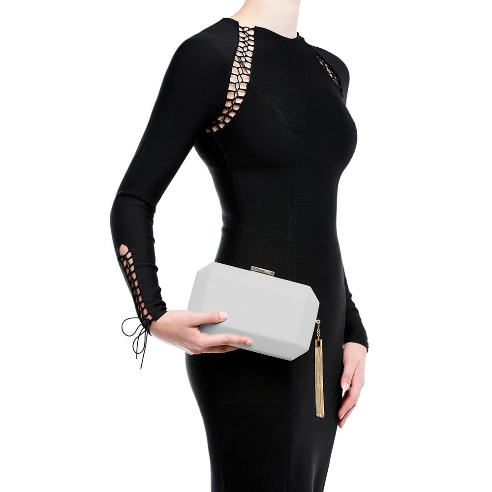 Olga Berg LIA Monogrammed Clutch (White)