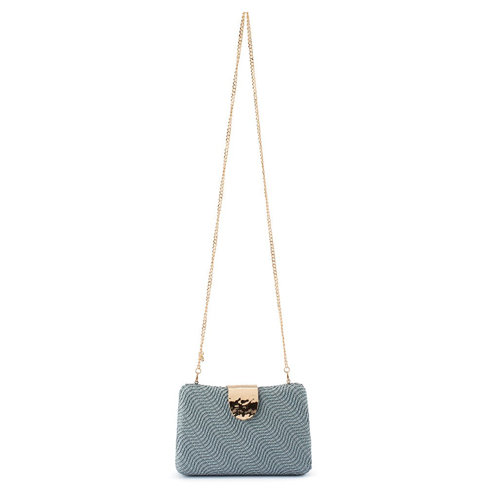 Olga Berg LINDY Woven Clutch (Blue)