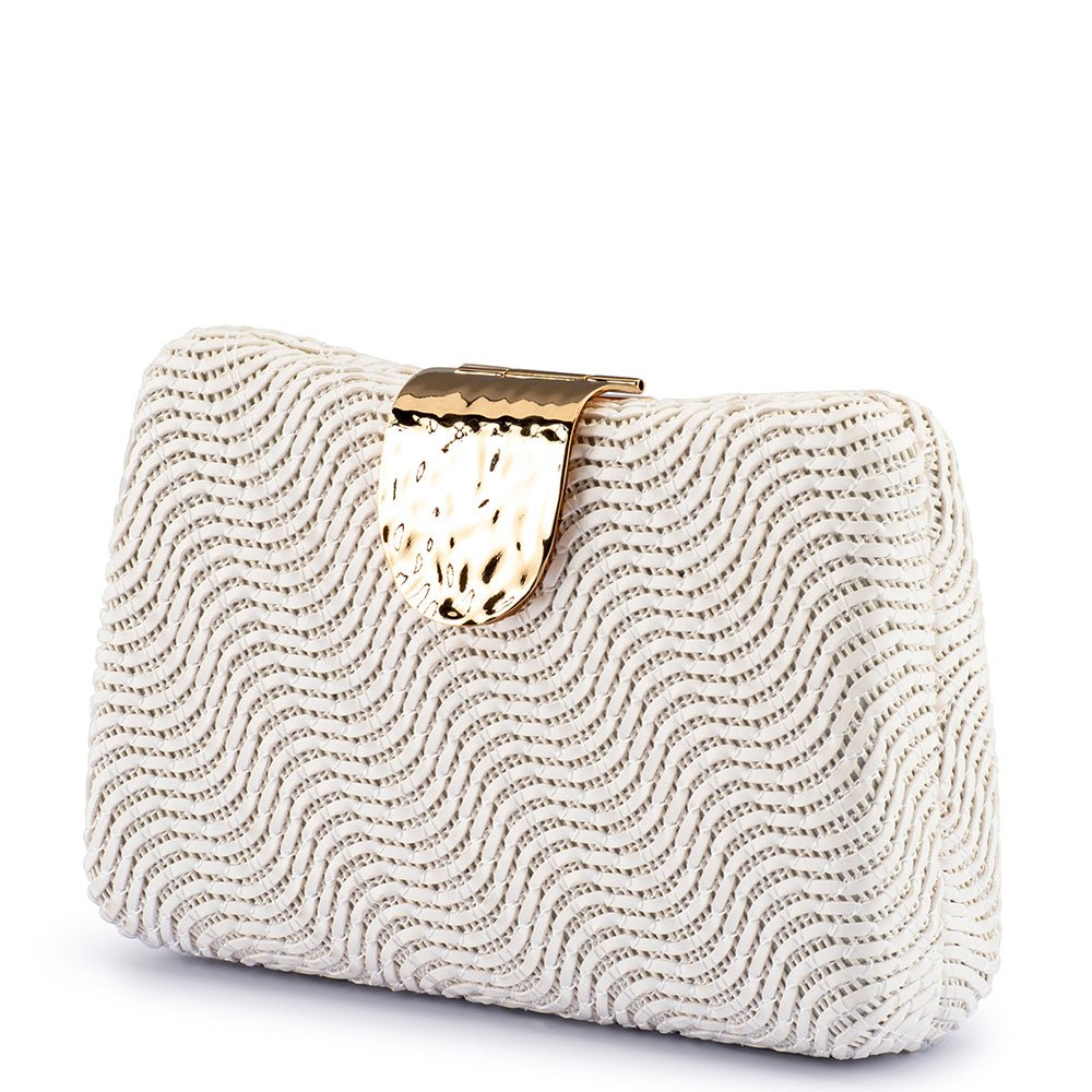 Olga Berg LINDY Woven Clutch (White)