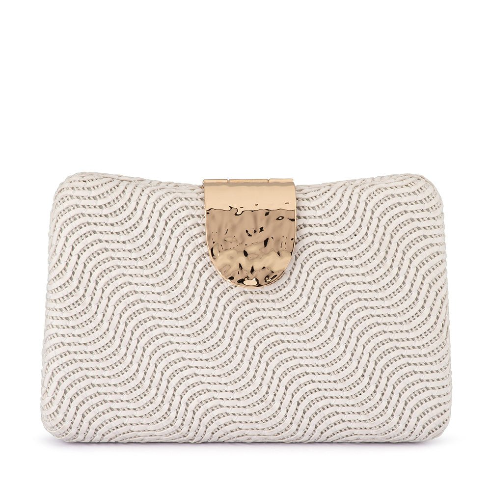 Olga Berg LINDY Woven Clutch (White)