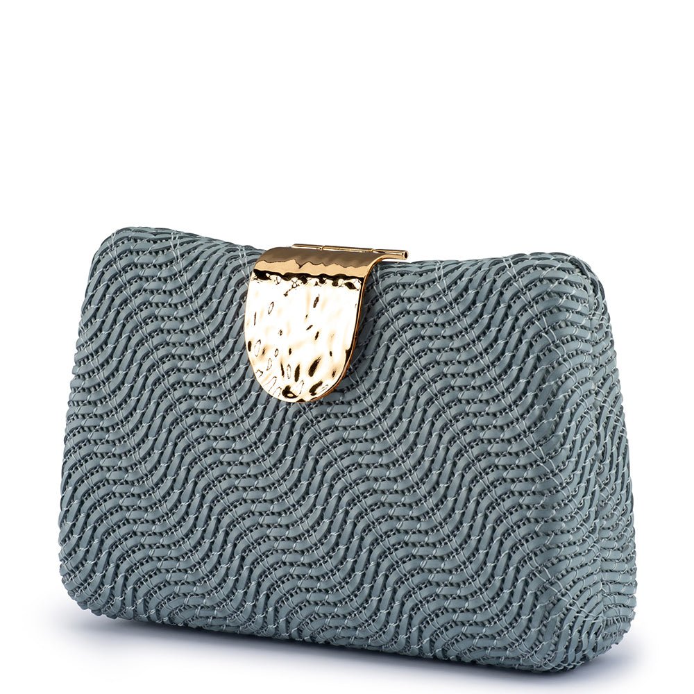 Olga Berg LINDY Woven Clutch (Blue)