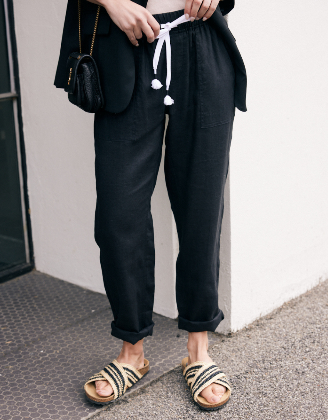 White & Co. Linen Beach Comber Pant (Black)