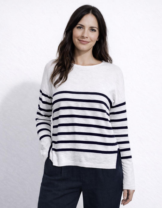Image of a model wearing Outerwear. Productname: Bobbie Top - in White/Navy colour by brand - Little Lies