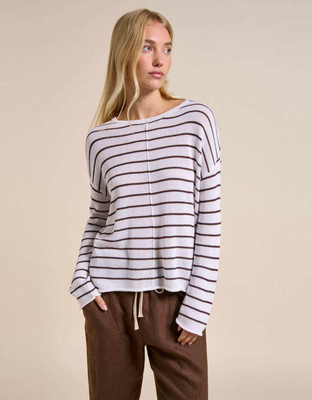 Little Lies Indi Knit (White/Chocolate)