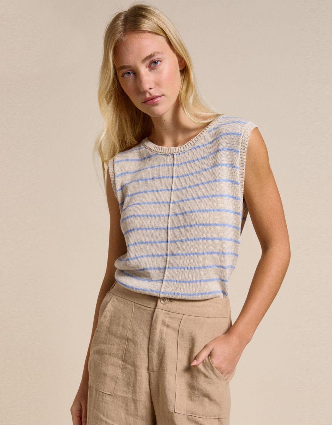 Little Lies Indi Tank (Natural/Blue)