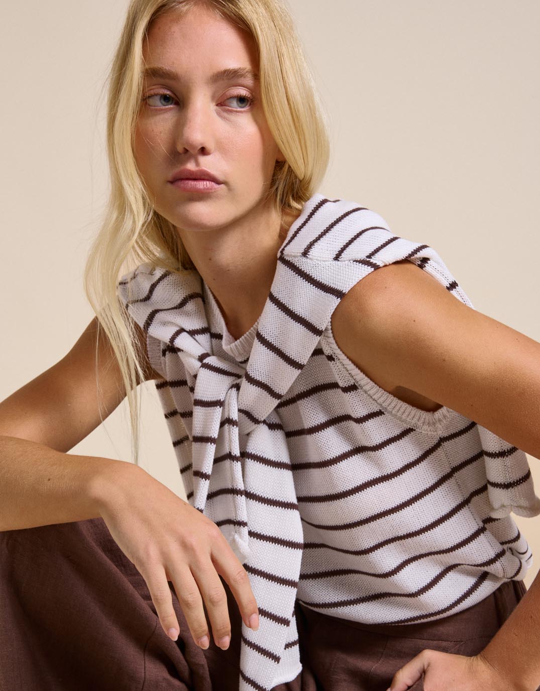 Little Lies Indi Tank (White/Chocolate)