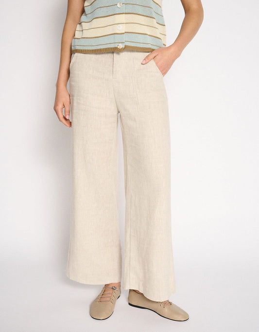 Little Lies Jude Wide Leg Linen Pant (Natural)