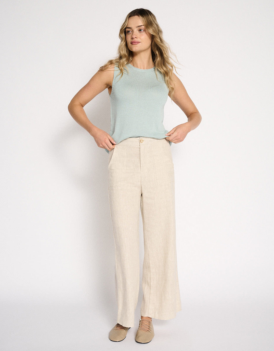 Little Lies Jude Wide Leg Linen Pant (Natural)