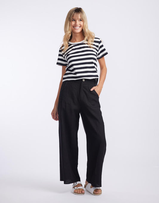 Jude Wide Leg Linen Pants - (Black)