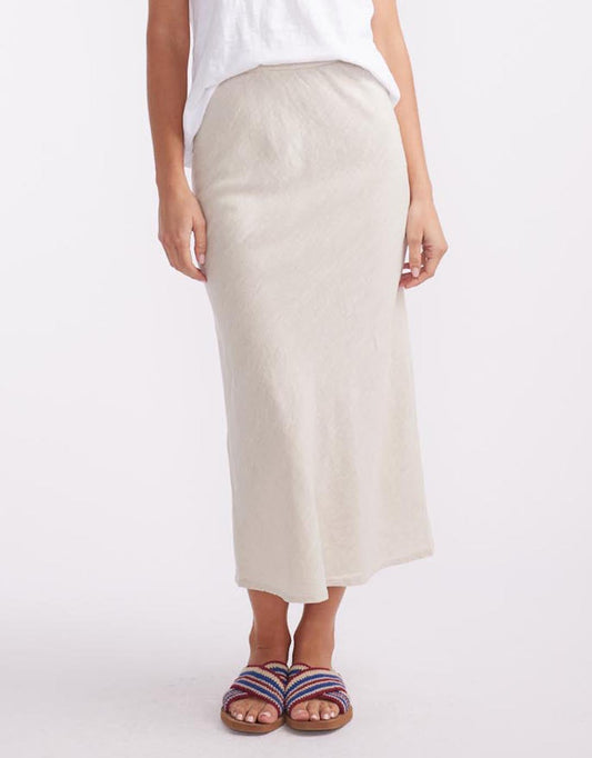 Image of a model wearing Skirts. Productname: Linen Slip Skirt - in Natural colour by brand - Little Lies