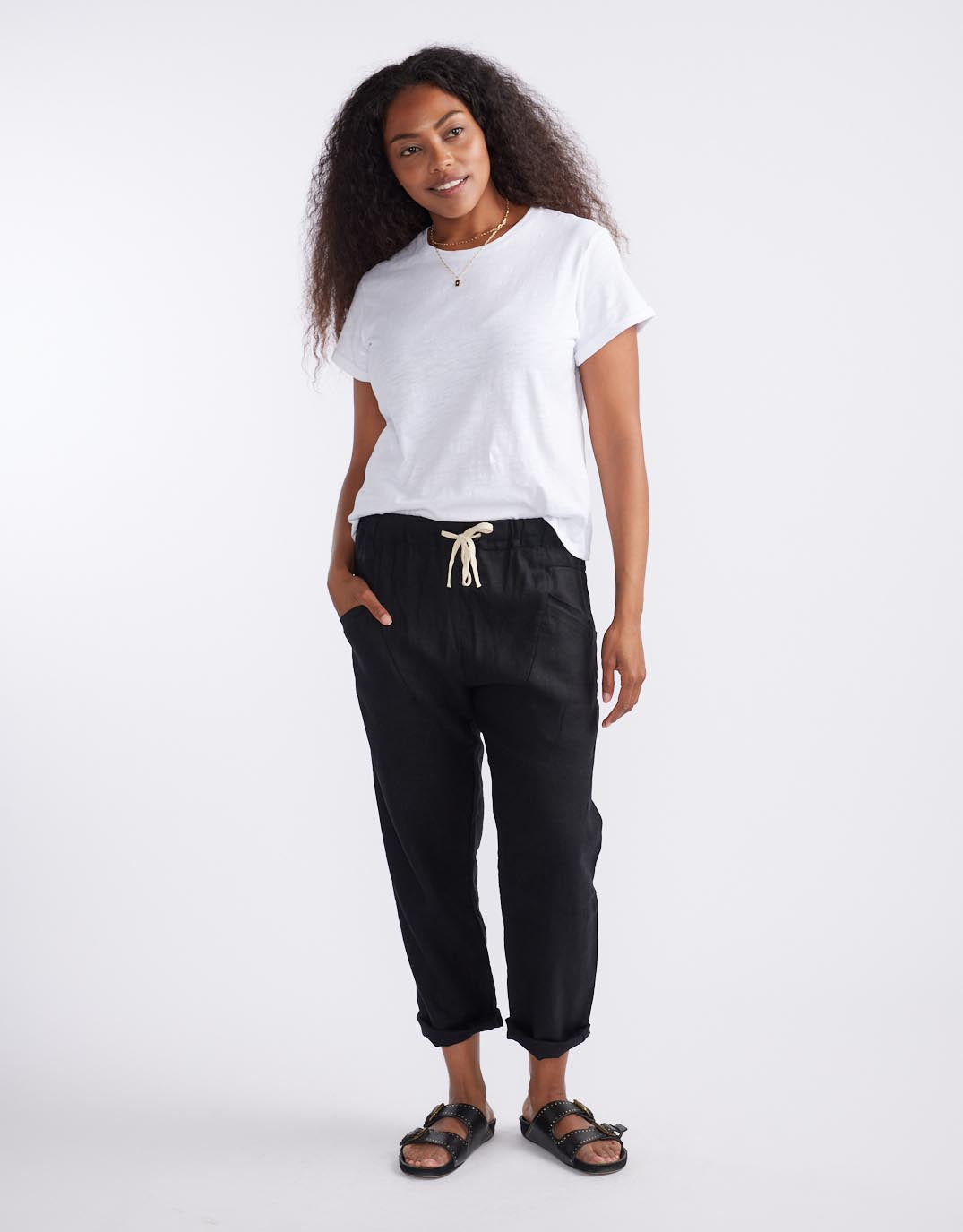 Little Lies Luxe Linen Pants (Black)