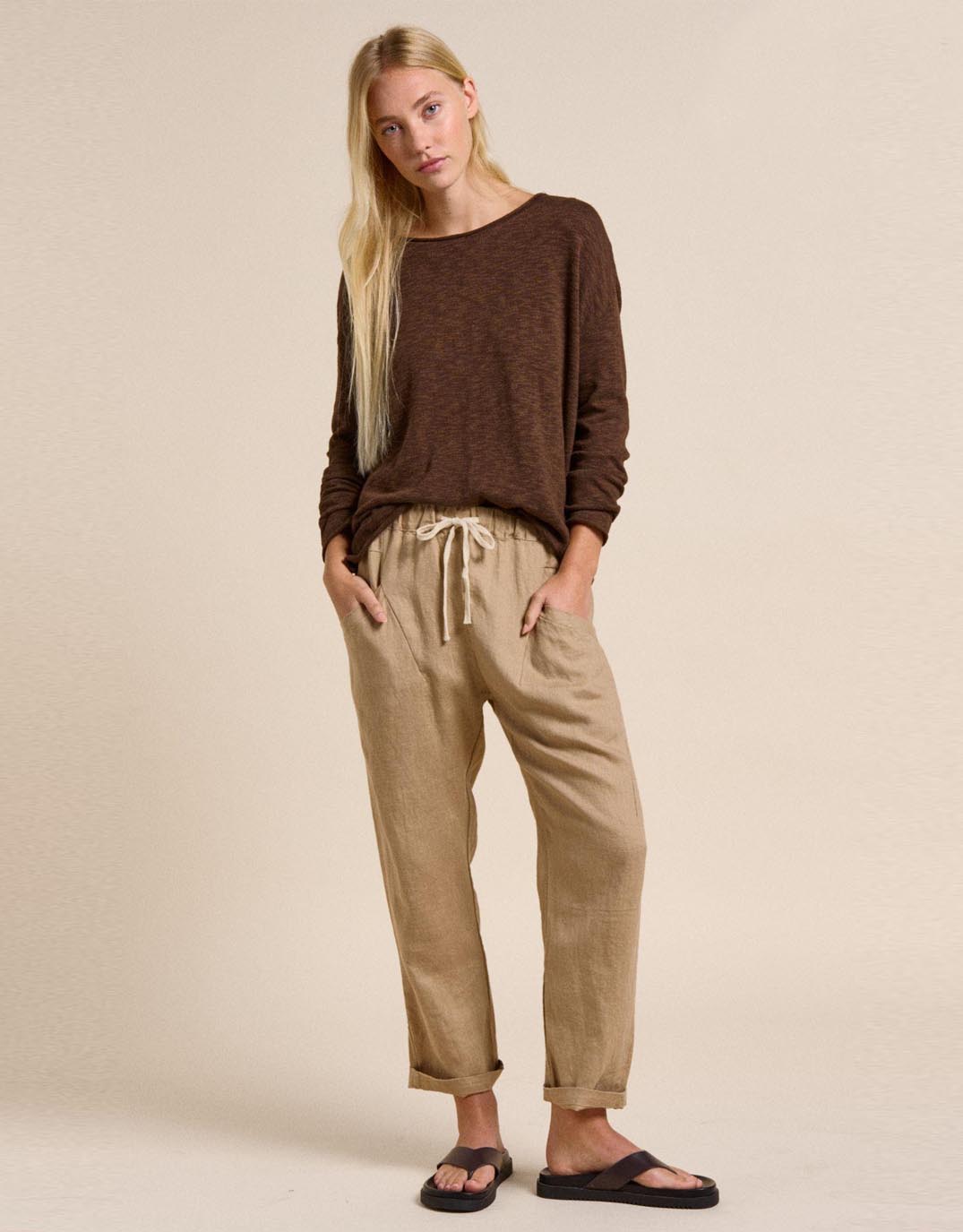 Little Lies Luxe Linen Pants (Camel)