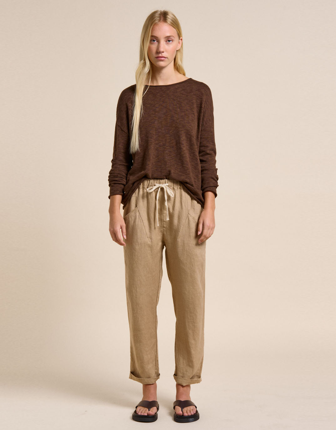 Little Lies Luxe Linen Pants (Camel)
