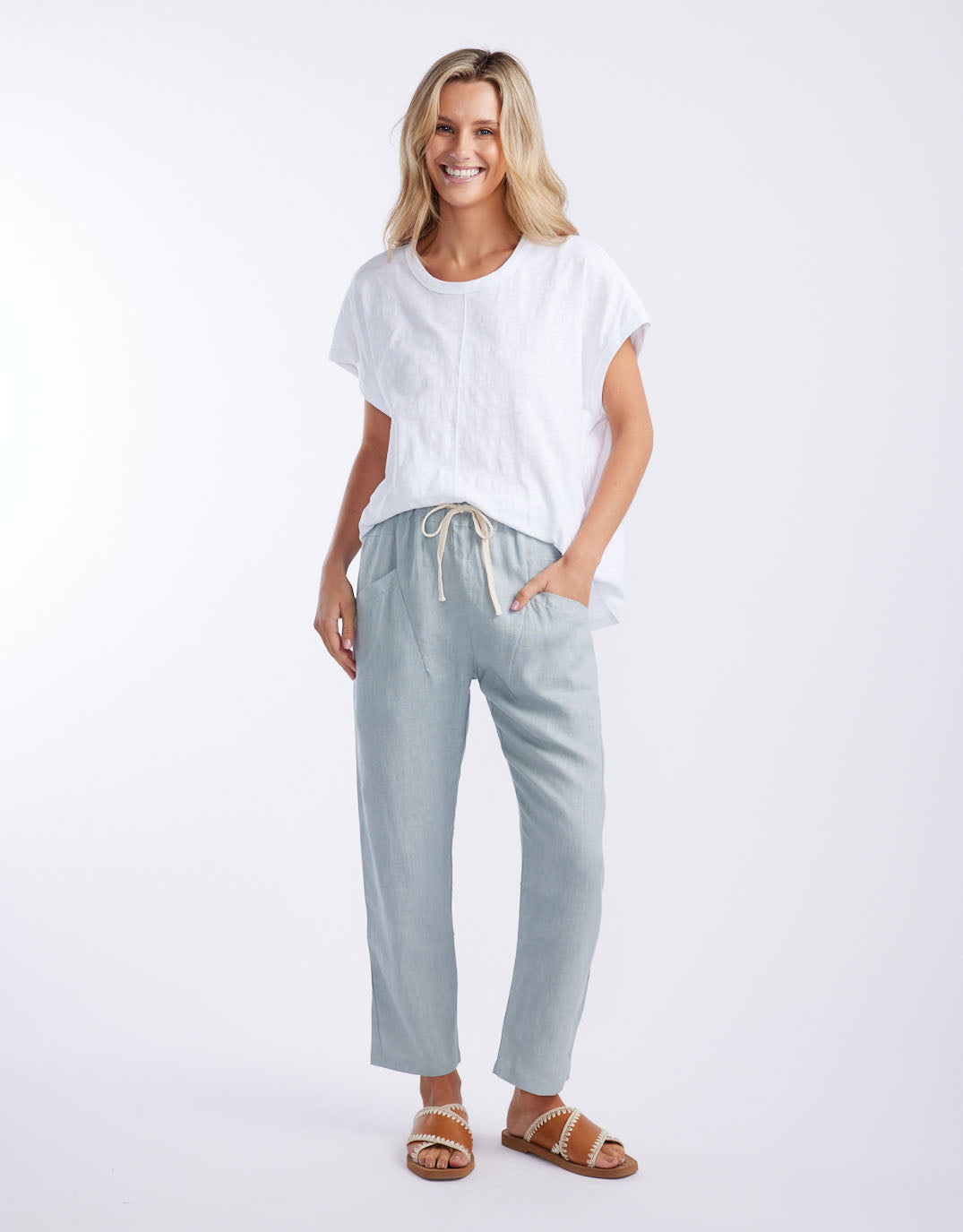 Little Lies Luxe Linen Pants (Dove)