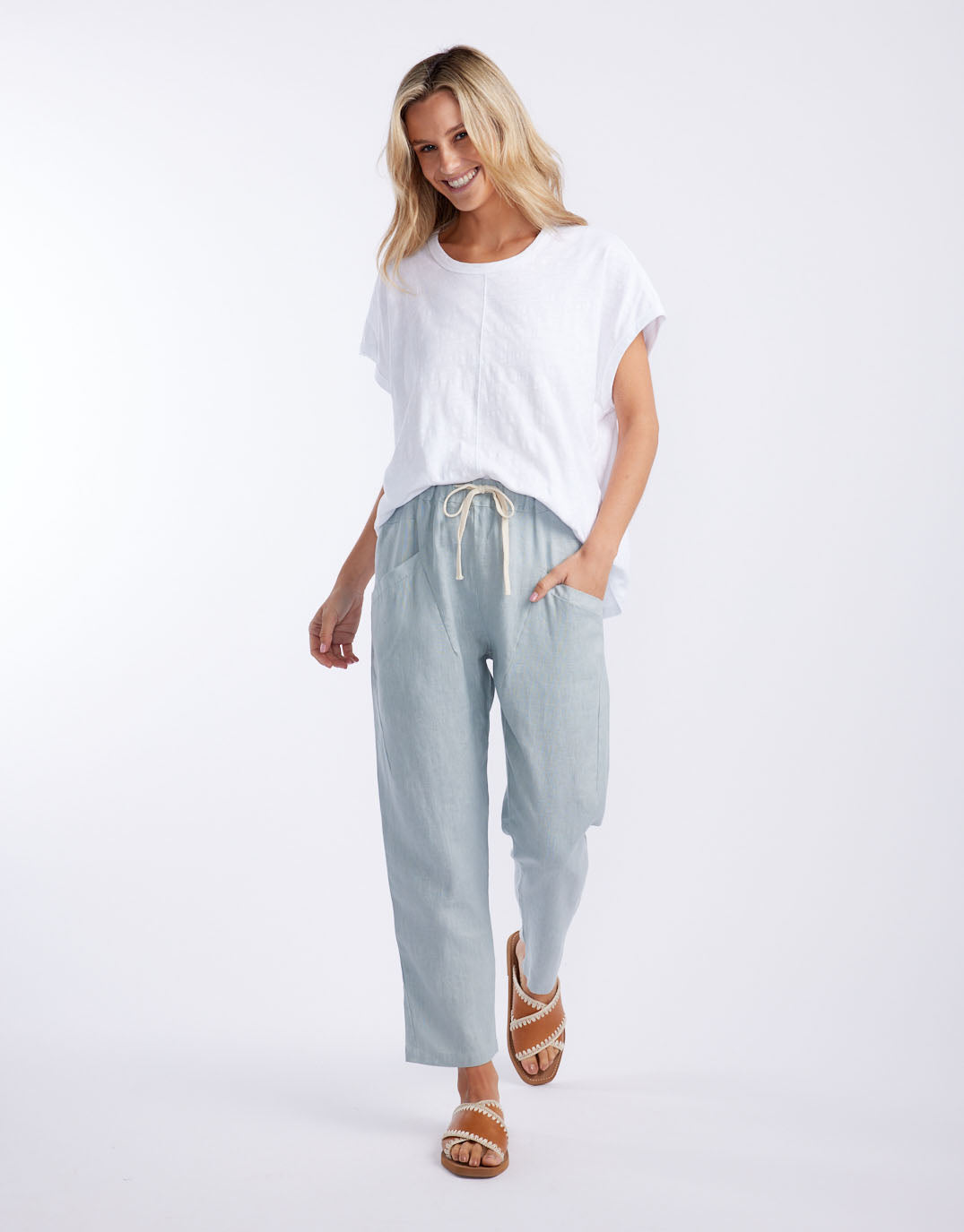 Little Lies Luxe Linen Pants (Dove)