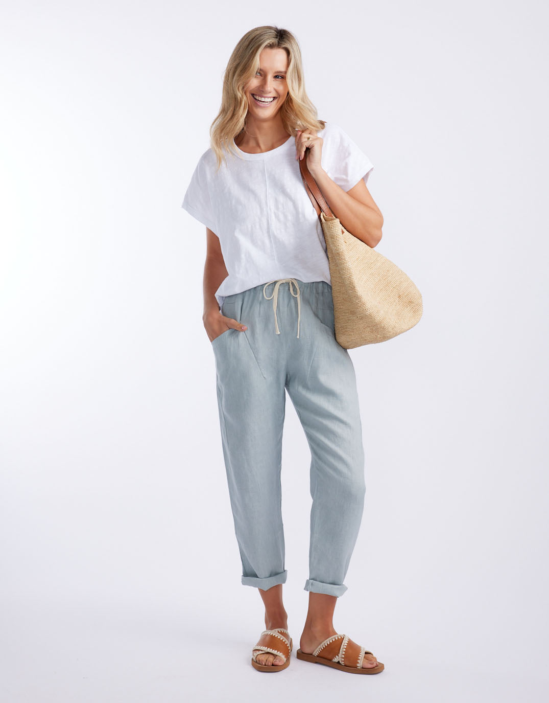 Little Lies Luxe Linen Pants (Dove)
