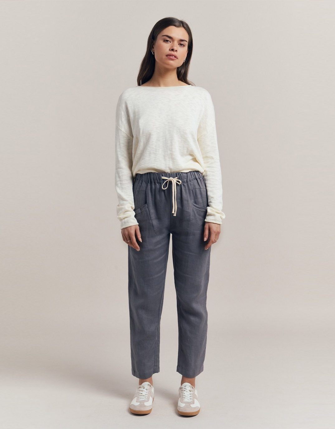 Little Lies Luxe Linen Pants (Gunmetal Grey)