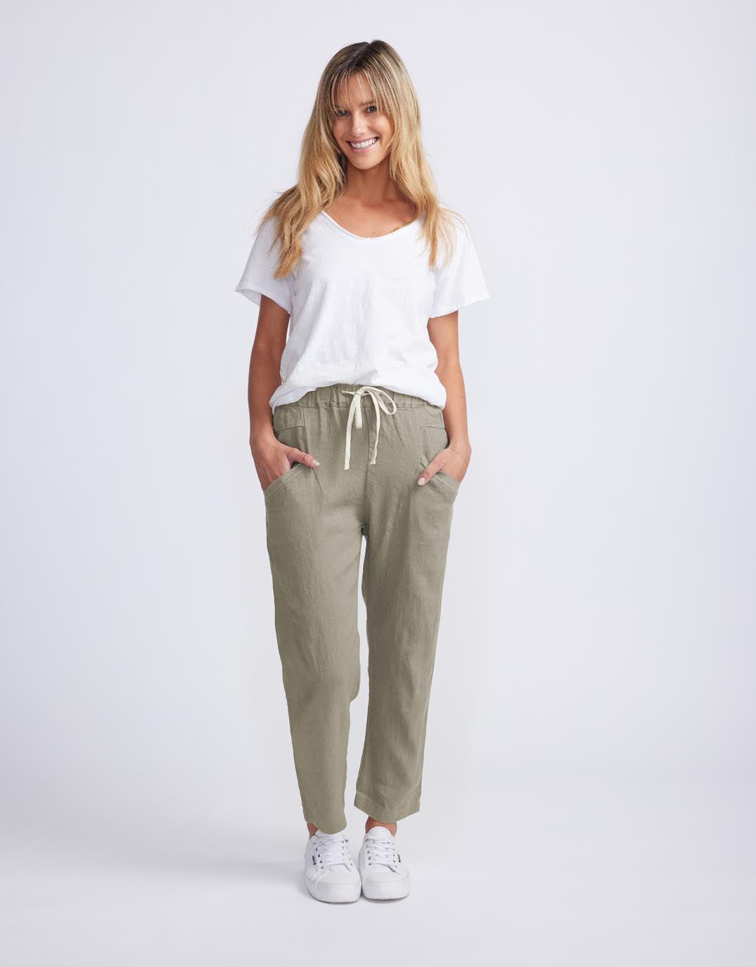 Little Lies Luxe Linen Pants (Khaki)