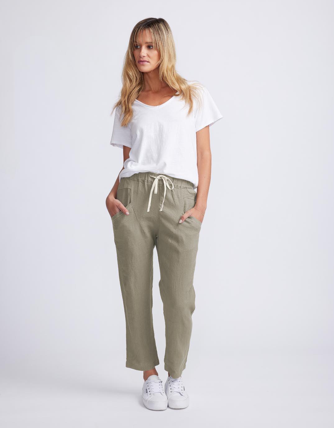 Little Lies Luxe Linen Pants (Khaki)