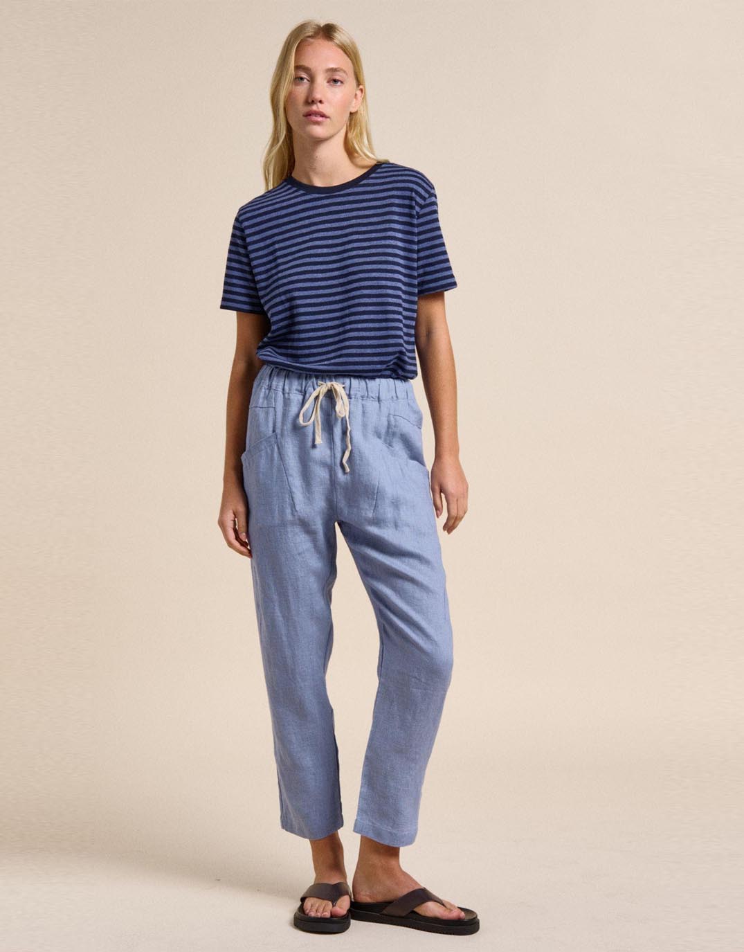 Little Lies Luxe Linen Pants (Nantucket Blue)
