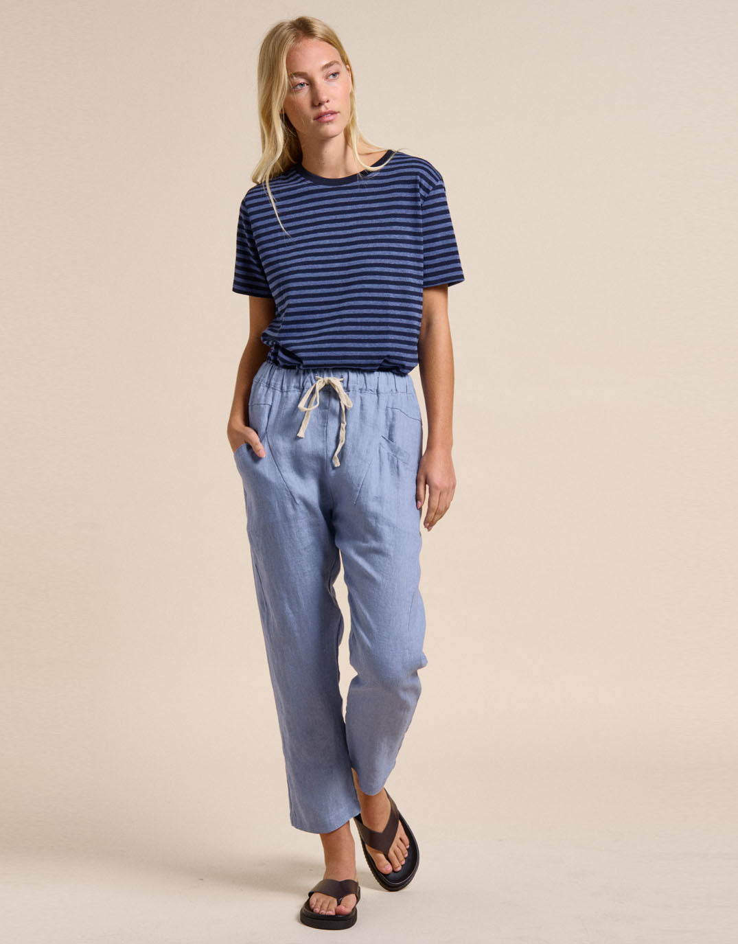 Little Lies Luxe Linen Pants (Nantucket Blue)