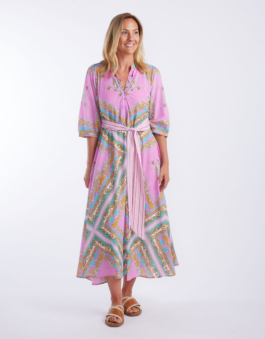 Image of Dresses. Productname: Scarlett Maxi Dress - in Aria Pink Blue colour by brand - Lola
