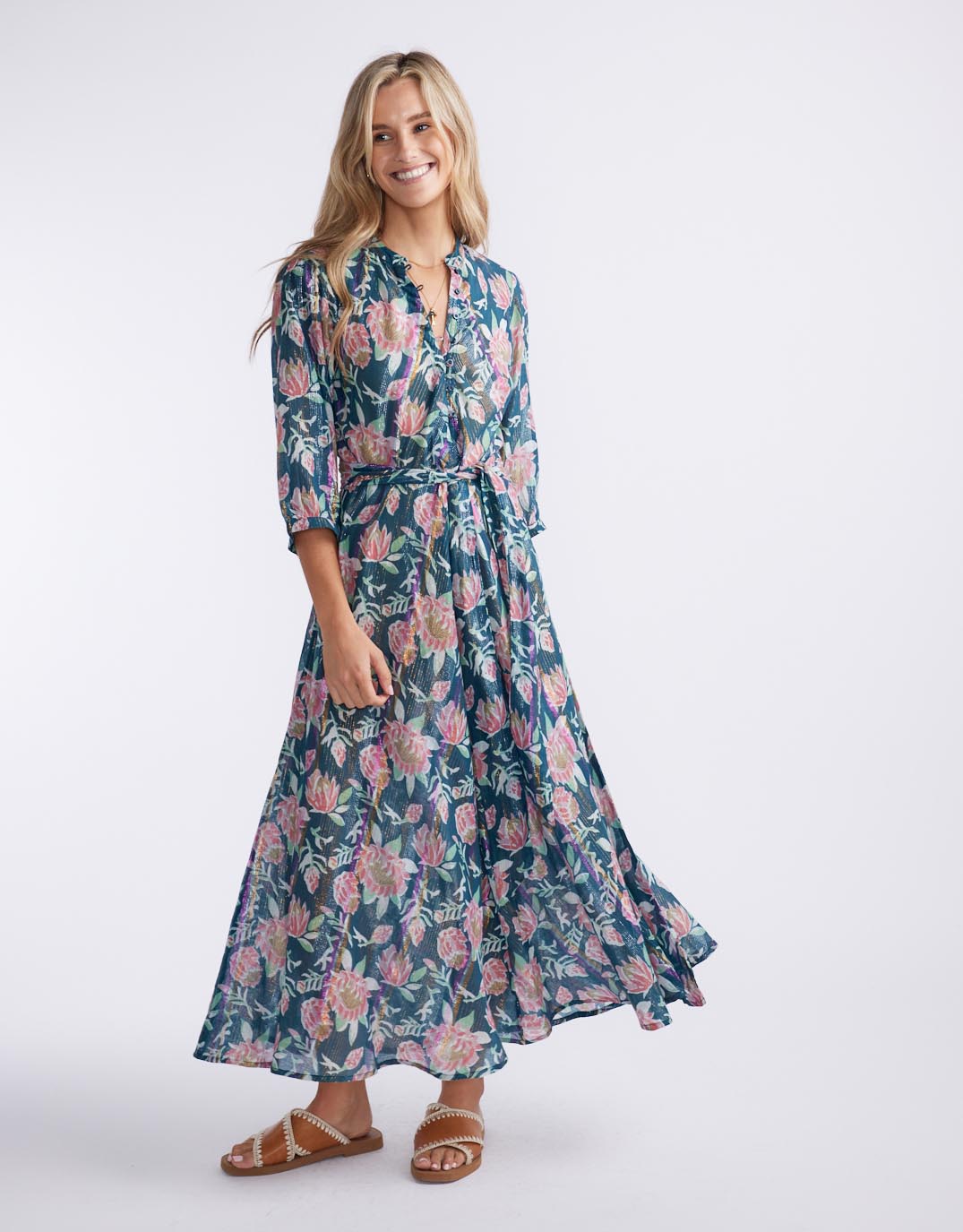 Image of Dresses. Productname: Scarlett Maxi Dress - in Saint Candy Teal colour by brand - Lola