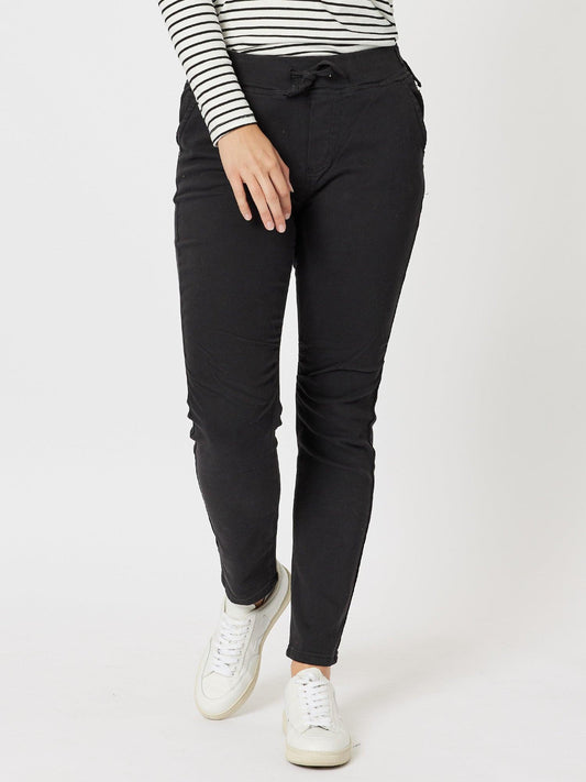 Image of Jeans. Product name - London Stretch Jogger Jean Black in Black colour by brand - Threadz