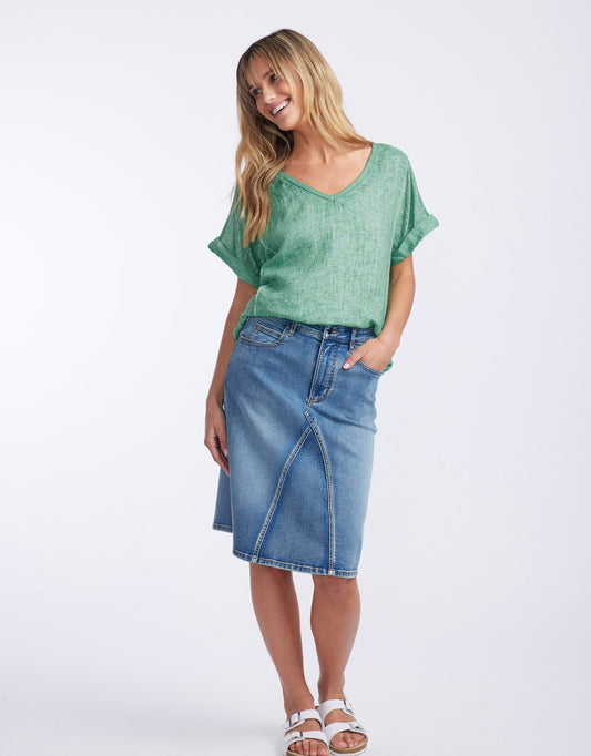 Love from Italy Calypso Linen Short Sleeve Top (Sage)