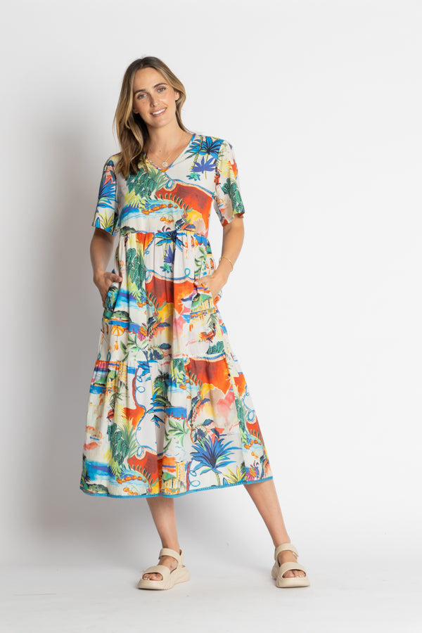 Image of Dresses. Product name - LulaLife Alba Midi Print in Print colour by brand - Lulalife