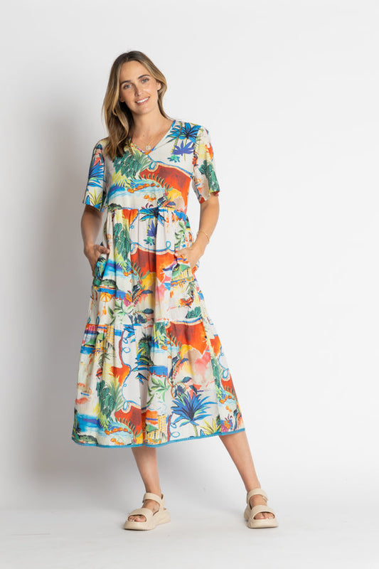Image of Dresses. Product name - LulaLife Alba Midi Print in Print colour by brand - Lulalife