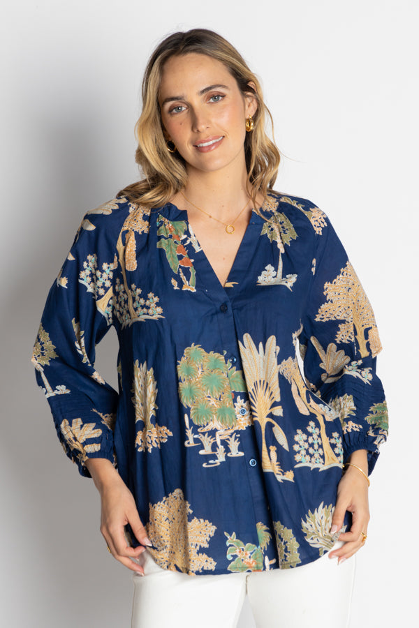 Image of Shirts. Product name - LulaLife Amrita Shirt Navy in Navy colour by brand - Lulalife