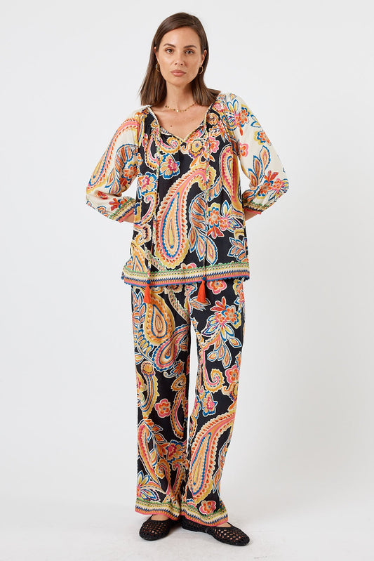 Image of a model wearing Pants. Product name - LulaLife Anouk Pant in Pant colour by brand - LulaLife