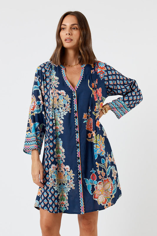 Image of Dresses. Productname: LulaLife Arden Button Dress Navy in Navy colour by brand - LulaLife