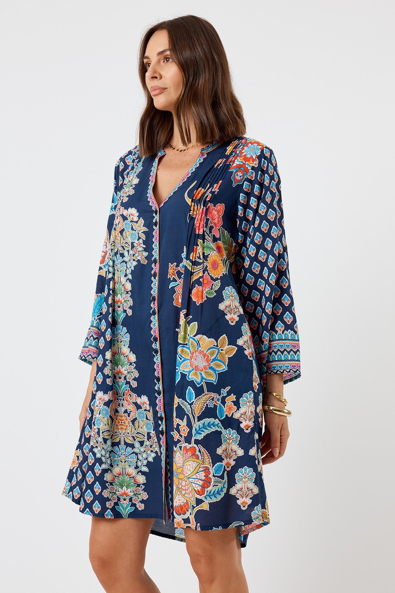 LulaLife Arden Button Dress (Navy)