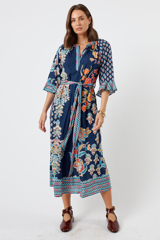 Image of Dresses. Product name - LulaLife Arden Midi Navy in Navy colour by brand - LulaLife