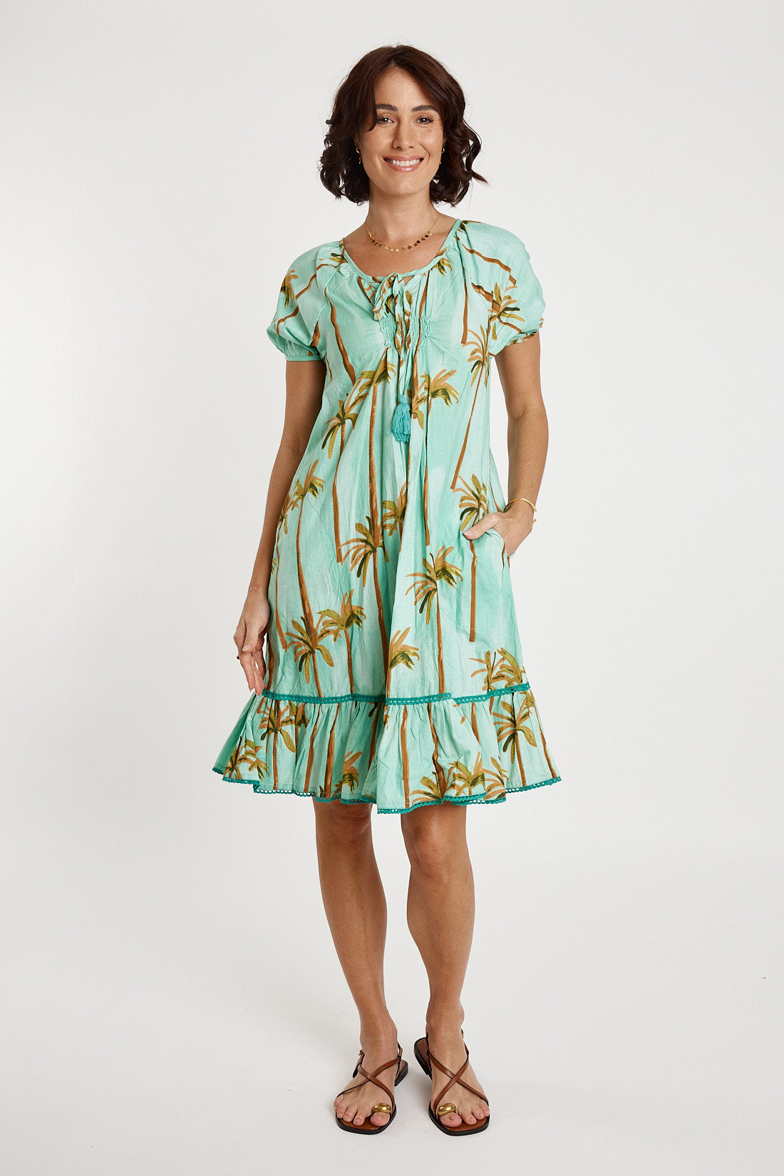 LulaLife Badira Shirred Dress Mist (Red)