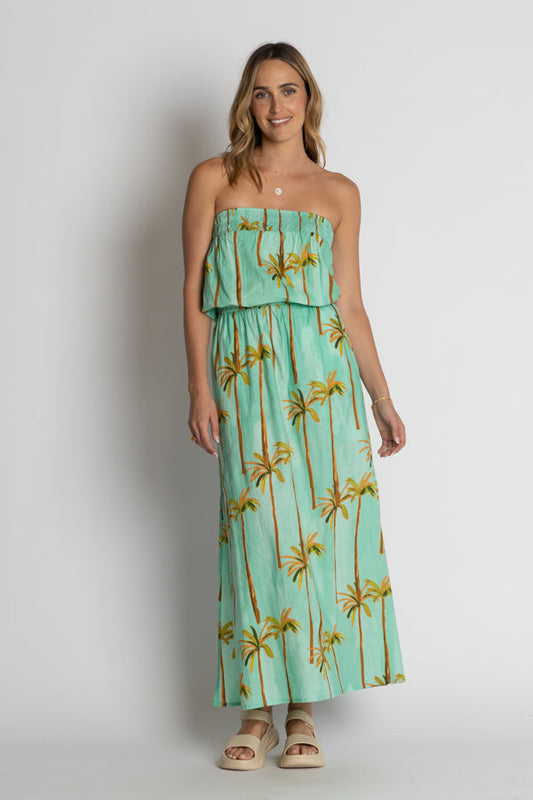Image of Dresses. Product name - LulaLife Badira Strapless Dress Mist in Mist colour by brand - Lulalife